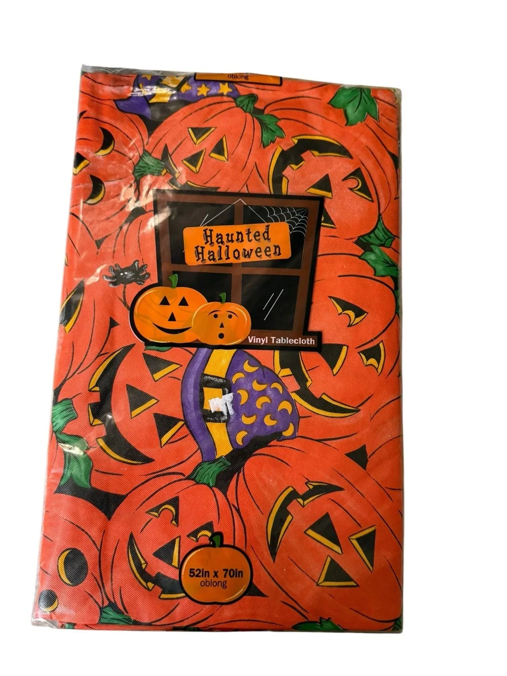 Elrene Haunted Halloween Pumpkin Vinyl Tablecloth 52x70 New